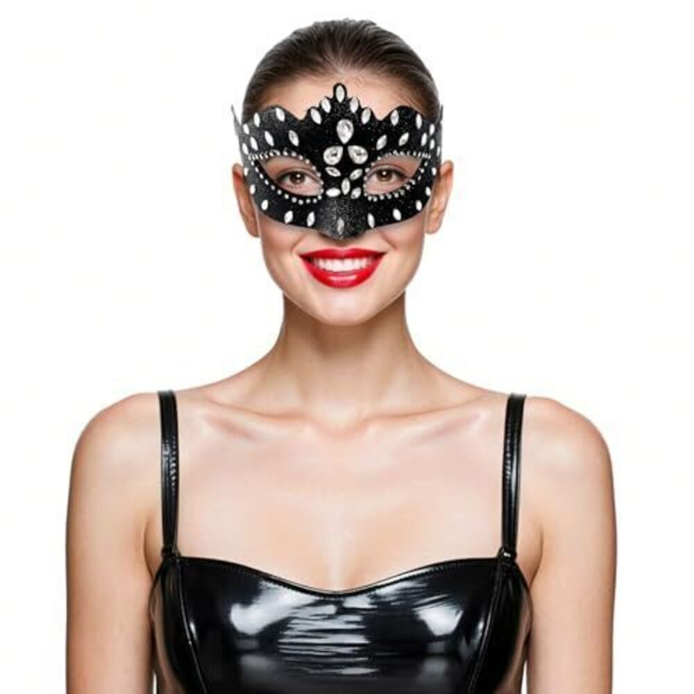 2919 Masquerade Mask with Diamond Inlaid Venetian Ball Crown Face Masks